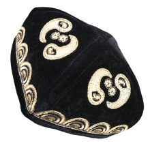Adjustable Size Velvets Hat Ethnic Vintage-Black 57 58CM