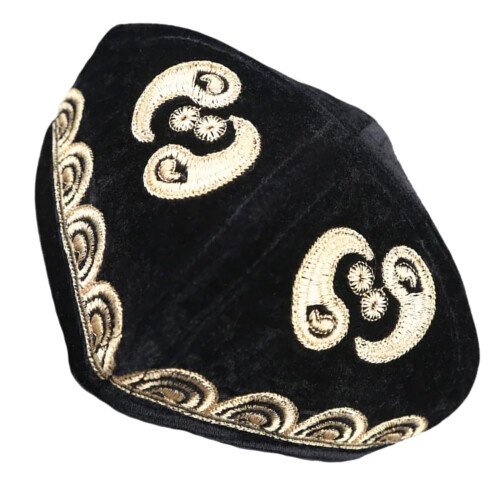 Adjustable Size Velvets Hat Ethnic Vintage-Black 57 58CM
