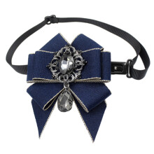 Boy Collar Necktie with Ribbon and Crystal-Apricot edge blue