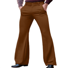 Men's Jogging Bottoms Solid Color Coffee M Wide Leg Cargo Trousers For Men Casual Fashion