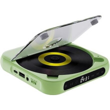 Portable CD Player With Wireless And Wired Playback, Built-In Speakers, Rechargeable Mini CD For Travel Home Car Green