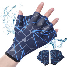 Swimming Gloves With Swimming Webs For Training, Purplish Blue, Size M, Men Women Adults Children, Aquatic Fitness