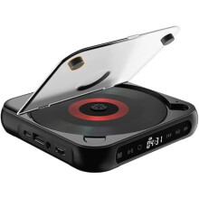 Portable CD Player Wireless and Wired Playback Built-in Speakers Rechargeable Mini CD Player for Travel Home Car Black