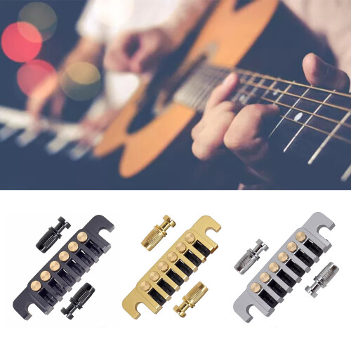 Vintage Bridge Tailpiece with Fine Tuners Stud Guitar Stop Bar Tailpiece Durable Silver 2