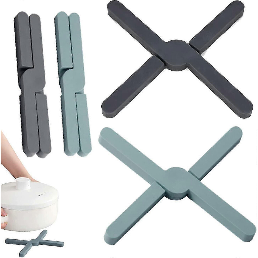 Set of 4 foldable silicone trivets, non-slip and heat resistant