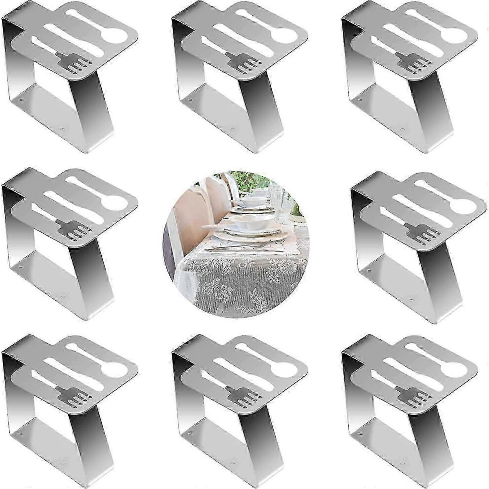 Set of 8 stainless steel tablecloth clips for outdoor use - Silver