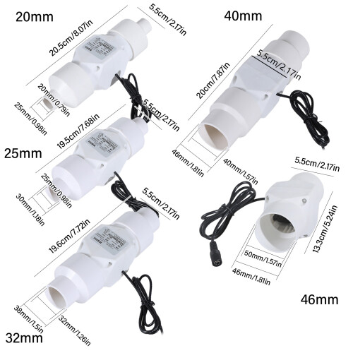 12V Extractor Fan Low Noise Inline Duct Hydroponic Air-32mm 1