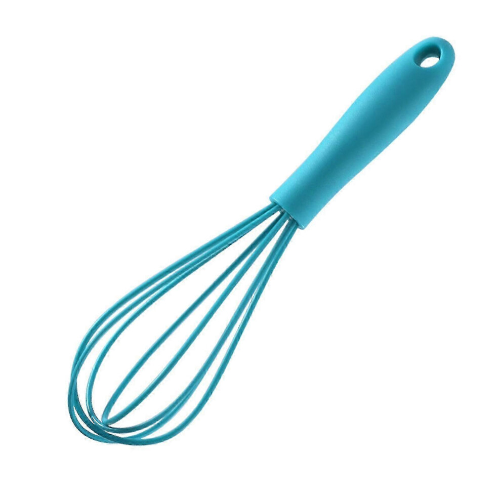 (Sky Blue) Silicone Hand Egg Beater With Non-Slip Handle, Silicone Coated Wire Balloon Whisk For Mixing, Cooking And Stirring Sky Blue