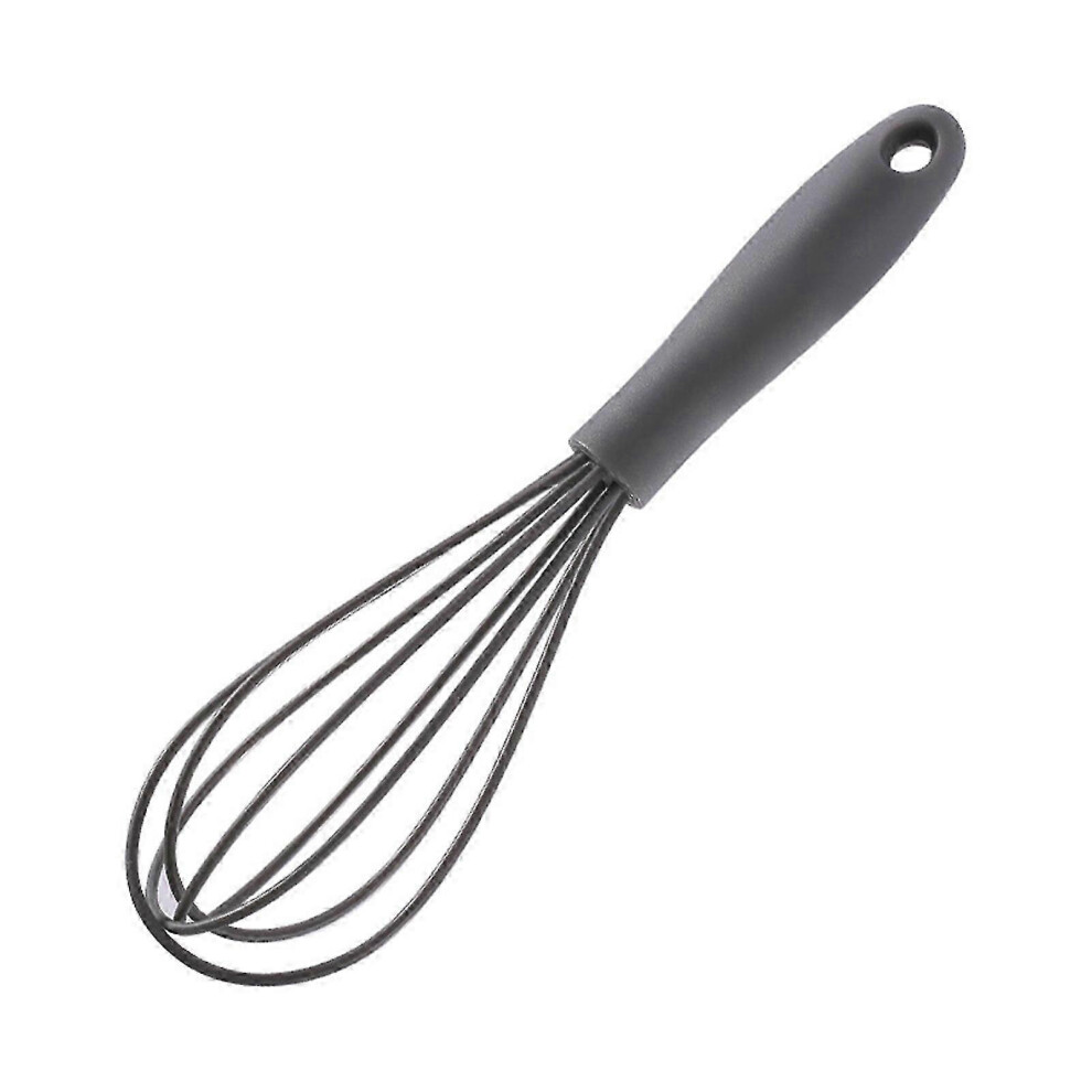 (Grey) Silicone Hand Egg Beater With Non-Slip Handle, Silicone Coated Wire Balloon Whisk For Mixing, Cooking And Stirring Grey