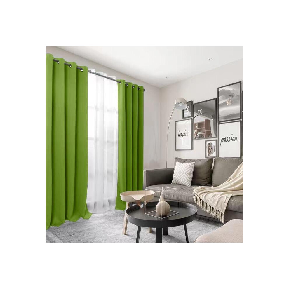 (Fresh Green, 66"X54"(168X137 CM)) Blackout Curtains- Premium Polyester Thermal Insulated Energy Saving Noise Reducing Set of 2 Rod Pocket Panels Bloc-image-OPC-PKHS6N8-NEW