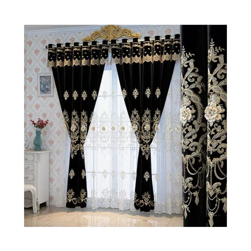 (Black, 52"W x 72"Lï¼132 x 183cmï¼) Blackout Curtains- Premium Polyester Thermal Insulated Energy Saving Noise Reducing Set of 2 Rod Pocket Panels B-image-OPC-PKHS8RC-NEW