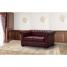 CHESTERFIELD OX RED FAUX LEATHER SOFA SET SUITES SETTEE 2 TWO SEATER