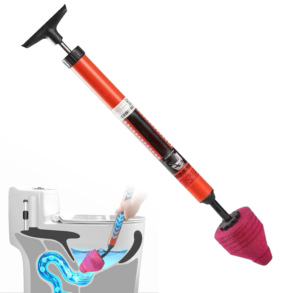 Toilet Unblocker High Pressure Plunger Set For Toilet Sink Bathtub Shower Drain Clog Red 9393856756735