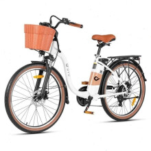 Elektrische fiets - DYU C6 Pro - Motor 500W - Batterij 36V 15.6Ah - Bereik 72 km - Inch 26'' - Wit