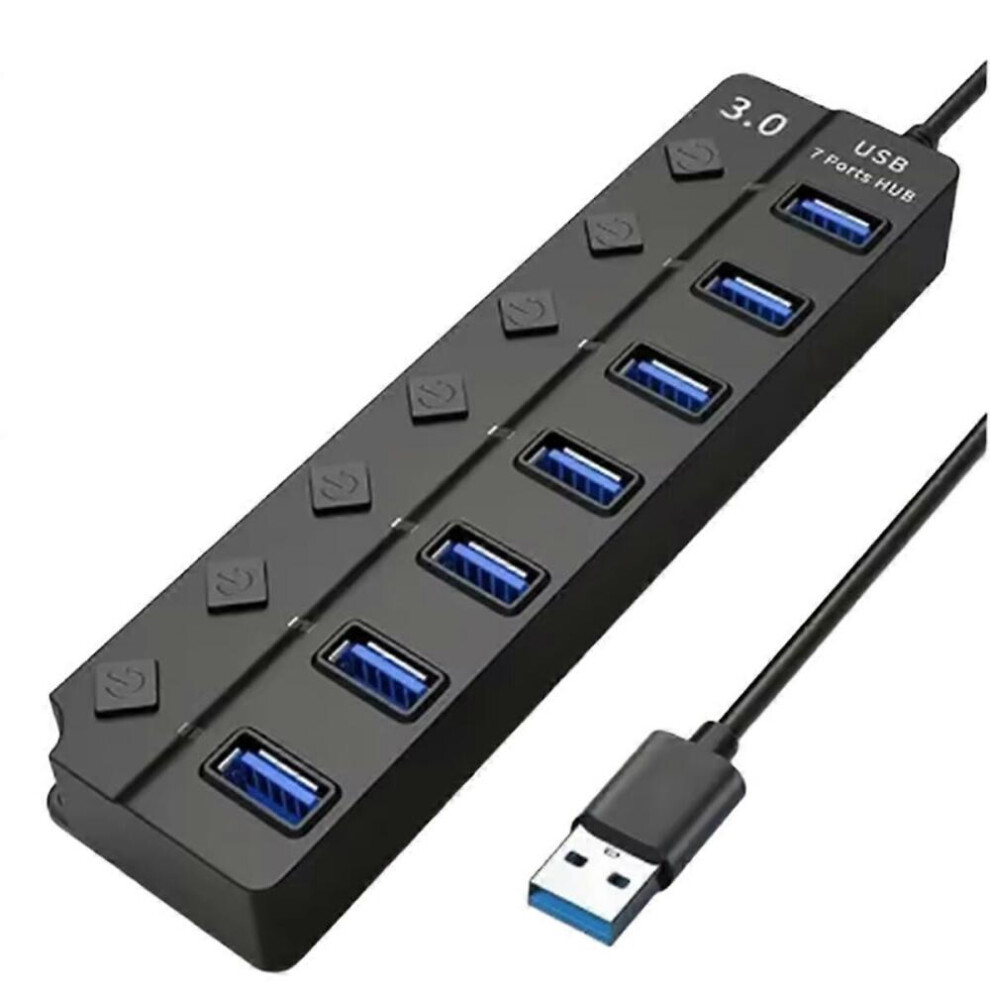 7-Port Usb 3.0 Hub With Led Indicator Switch Control For Laptop Flash Drive Hard Disk Camera Keyboard 9092950377241