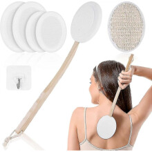 Rugcrème-applicator, 7-pack lotion-applicator voor de rug, 2-in-1 lichaamsborstel, rugscrubber voor zelf aanbrengen en douchen, lange houte
