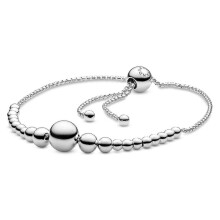 Women's Sterling Silver Beaded Slider Bracelet