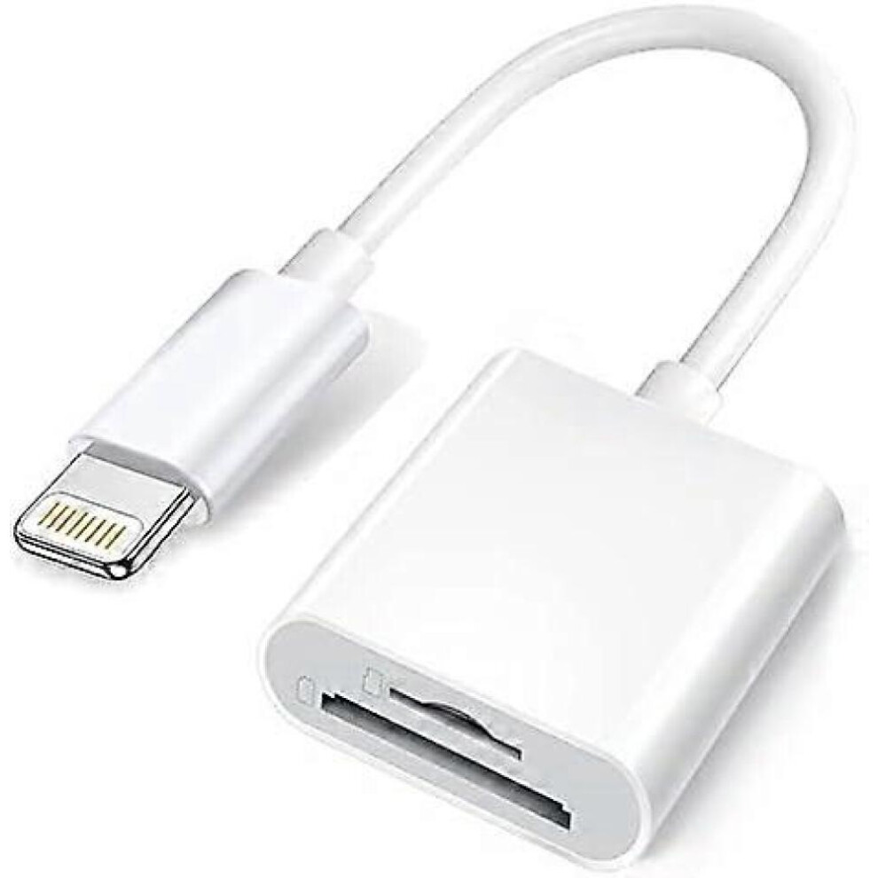Apple Lightning To Sd And Tf Dual Slot Card Reader For Iphone/Ipad, 2 In 1 Micro Sd Tf Memory Card Adapter, Sd Card Reader, Plug And Play 9092950377524