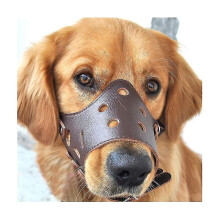 Dog Leather Anti Bark Muzzle for Large Medium Small Dogs M