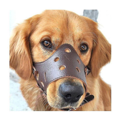 Dog Leather Anti Bark Muzzle for Large Medium Small Dogs M