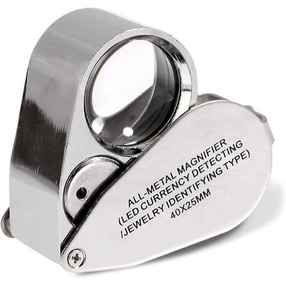 Light 40X Jeweller Loupe Folding Magnifying Jewelry Eye Magnifier With Led Illuminated (Led Currency Detecting/Jewlers Identifying Type Lup