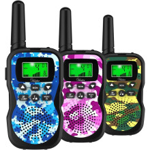 Kinderwalkie-talkies met zaklamp en lcd-scherm, 3 mijl bereik walkie-talkies in een verpakking van 3