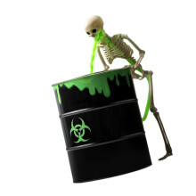 Vomiting Puking Skeleton Decoration With Black Light And Bucket For Halloween Horror Party Indoor and Outdoor Setups Multicolor