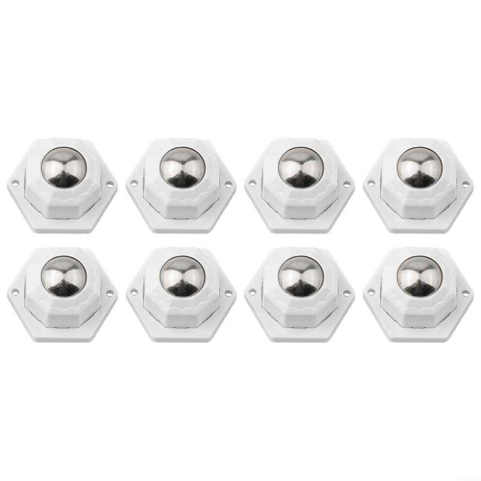 Heavy Castors 360 Degree Swivel Ball Castors, Silent Movement, 100Kg Load Capacity, Abs Stainless Steel, 8-Pack, White 6447073706202