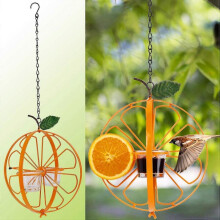 Oriole Bird Feeder for Outdoors Jelly and Oranges, Orange Fruit Oriole Jelly Bird Feeder, Outdoor Garden Metal Hanging Drinking Grape Jelly Container