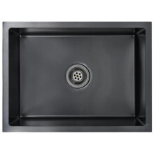 Fregadero de cocina hecho a mano con colador de acero inoxidable negro 02_0002369