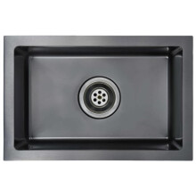 Fregadero de cocina hecho a mano con colador de acero inoxidable negro 02_0002367