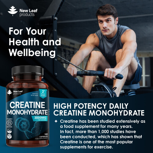 New Leaf Product Creatine Monohydrate Capsules 3000mg - 180 Creatine Capsules 2