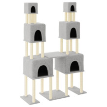 Kattenboom meubel toren klim speelgoed krabben krabpaal klimmen platform met sisal licht 199 cm grijs 02_0022601