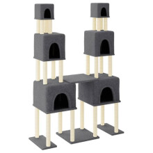 Kattenboom meubel toren klim speelgoed krabben schrobber klimplatform met sisal krabpalen donker 199 cm grijs 02_0022694