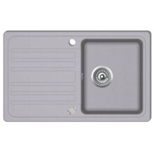 Fregadero de cocina de granito con escurridor reversible 76,5 cm gris 02_0002305