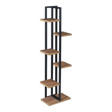 Support de plantes - HELLOSHOP26 - 5 niveaux - 120 x 34 x 21 cm - Noir - Effet noyer