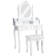 Table de maquillage au look classique tabouret stable doté d’un rembourrage confortable 1408008