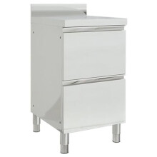 Gewerbliche Küchenarmoire 96 cm mit 2 Schubladen aus Edelstahl 02_0000001