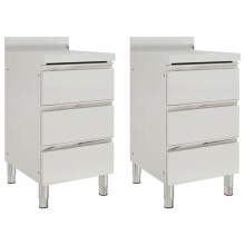 Set von 2 gewerblichen Küchenunterschränken mit 3 Schubladen aus Edelstahl 02_0000008