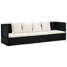 Sofá de jardín chaise longue transat con cojín y almohadas de resina trenzada negra 02_0012001