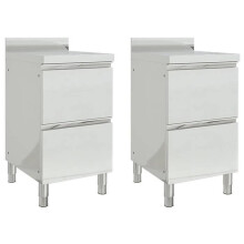 Set von 2 kommerziellen Küchenschränken 96 cm mit 2 Schubladen aus Edelstahl 02_0000007