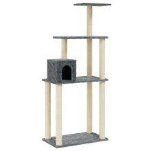 Árvore de gato móvel torre escalar brinquedo arranhador arranhar escada plataforma com arranhadores em sisal escuro 147 cm cinza 02_0022665