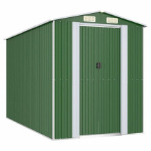 Cobertizo de jardín - Robusto - Acero galvanizado - 192 x 357 x 223 cm - Puertas dobles correderas - Verde