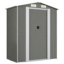 Casetta da giardino - Acciaio zincato - 192 x 108 x 223 cm - Porta scorrevole - Grigio chiaro - Resistente
