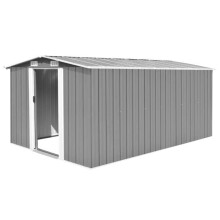 Cobertizo de jardín cabaña cabanon casa de almacenamiento trastero exterior garaje herramientas robusto 257 x 392 x 181 cm metal gris 02_0022167