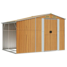 Cobertizo de jardín - HELLOSHOP26 - 277 x 192,5 x 179 cm - Acero galvanizado - Marrón claro - Resistente a la corrosión