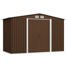 Cobertizo de jardín cabaña cobanal casa de almacenamiento trastero exterior garaje herramientas robusto 257 x 205 x 178 cm acero marrón 02_0022387