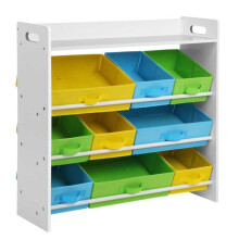 Scaffale per giocattoli bambini 9 cesti rimovibili multicolori in tessuto non tessuto organizzer per sala di