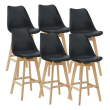 Barkrukken - HELLOSHOP26 - Set van 6 - Kunststof en beukenhout - 105 x 48 x 58 cm - Zwart