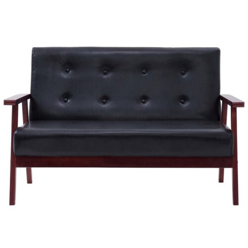 Conjunto de sofás 2 peças preto em couro sintético 02_0019641 1